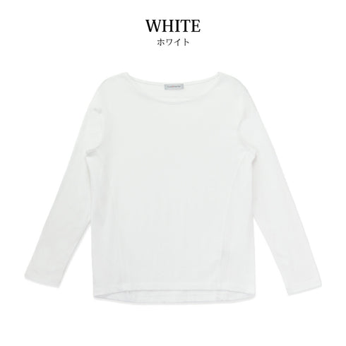 【日本製】 tシャツ レディース 長袖 カットソー ボートネック 軽い イージーケア 綿モダール コットン 無地 ネイビー(FL23SS-0012W-na)